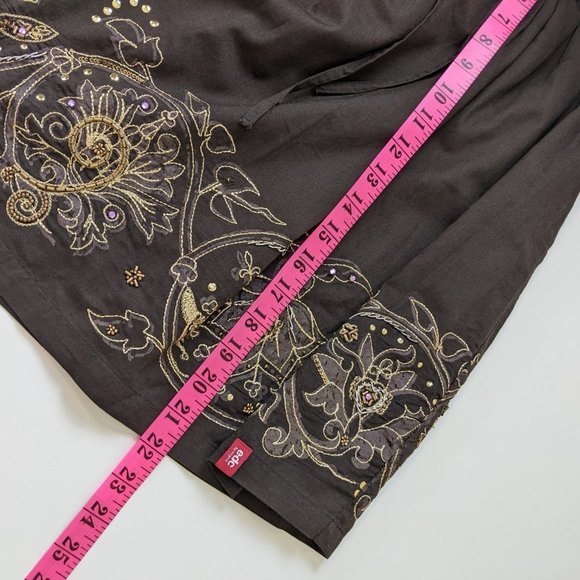EDC by Esprit Brown Low Waist Embroidered Skirt with decorated stones Size 7 - Picture 16 of 17